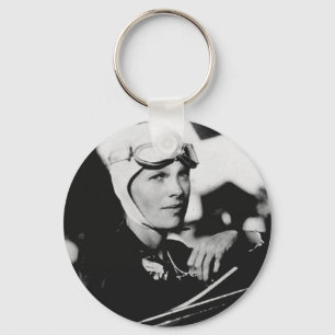Vintage Amelia Earhart Photo Key Ring