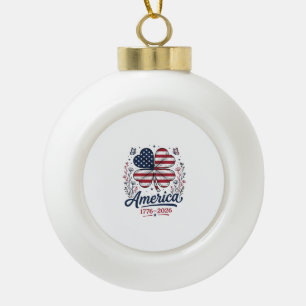Vintage America 1776 2026 Patriotic Clover Shirt_1 Ceramic Ball Christmas Ornament