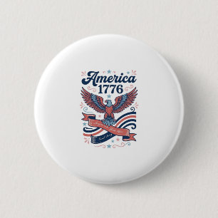 Vintage America 1776 Eagle Patriotic Shirt Design_ 6 Cm Round Badge