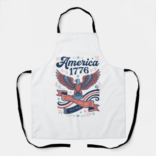 Vintage America 1776 Eagle Patriotic Shirt Design_ Apron
