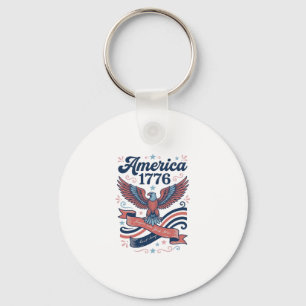 Vintage America 1776 Eagle Patriotic Shirt Design_ Key Ring