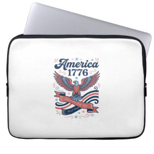 Vintage America 1776 Eagle Patriotic Shirt Design_ Laptop Sleeve
