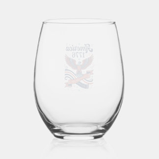 Vintage America 1776 Eagle Patriotic Shirt Design_ Stemless Wine Glass