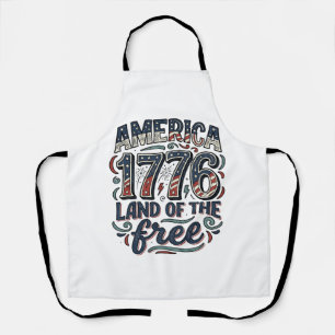 Vintage America 1776 Land of the Free Shirt Design Apron