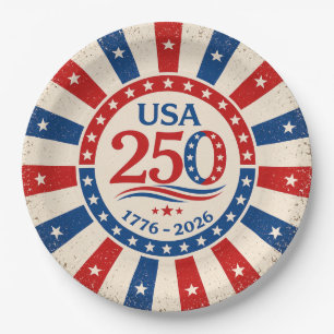 Vintage America 250 Party Plate Patriotic USA 1776