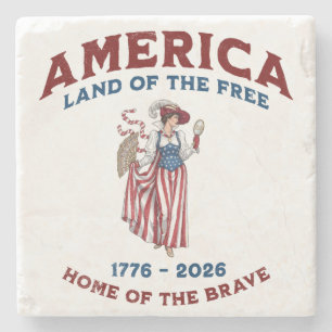 Vintage America 250th Anniversary 1776-2026 Stone Coaster