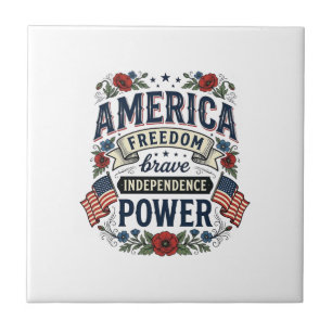 Vintage America Freedom Patriotic Shirt Design_1 Ceramic Tile
