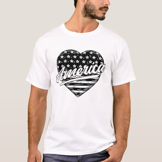 vintage America heart flag T-Shirt (Front)