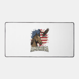 Vintage America Horse Eagle Patriotic Vector Desig Desk Mat