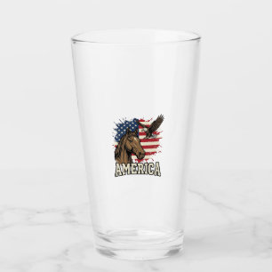 Vintage America Horse Eagle Patriotic Vector Desig Glass