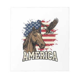 Vintage America Horse Eagle Patriotic Vector Desig Notepad