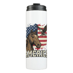 Vintage America Horse Eagle Patriotic Vector Desig Thermal Tumbler