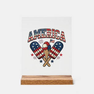 Vintage America Ice Cream Patriotic Shirt Design_1 Acrylic Sign