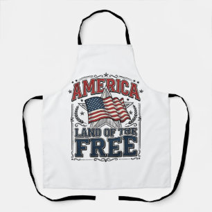 Vintage America Land Of The Free Patriotic Shirt ( Apron