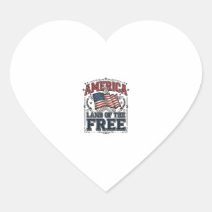 Vintage America Land Of The Free Patriotic Shirt ( Heart Sticker