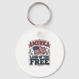 Vintage America Land Of The Free Patriotic Shirt ( Key Ring