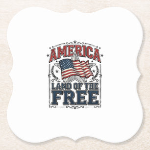Vintage America Land Of The Free Patriotic Shirt ( Paper Coaster
