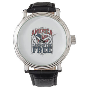 Vintage America Land Of The Free Patriotic Shirt ( Watch