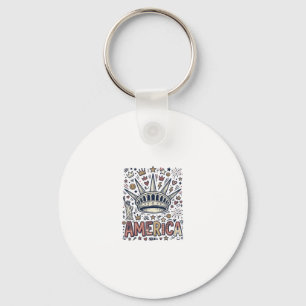 Vintage America Liberty Crown Patriotic Shirt Desi Key Ring