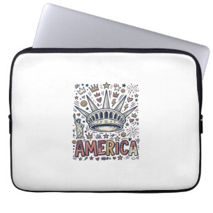 Vintage America Liberty Crown Patriotic Shirt Desi Laptop Sleeve