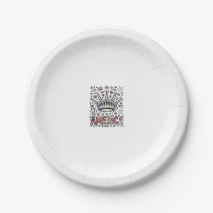 Vintage America Liberty Crown Patriotic Shirt Desi Paper Plate