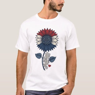 Vintage America Sunflower Patriotic Shirt Design (