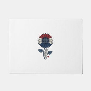 Vintage America Sunflower Patriotic Shirt Design ( Doormat