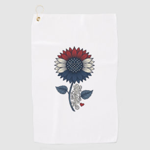 Vintage America Sunflower Patriotic Shirt Design ( Golf Towel