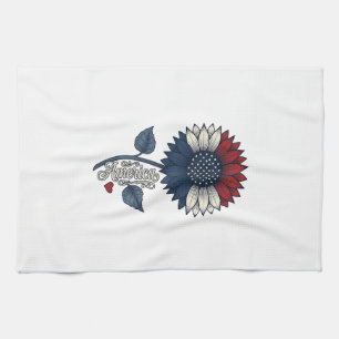 Vintage America Sunflower Patriotic Shirt Design ( Tea Towel