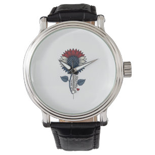 Vintage America Sunflower Patriotic Shirt Design ( Watch