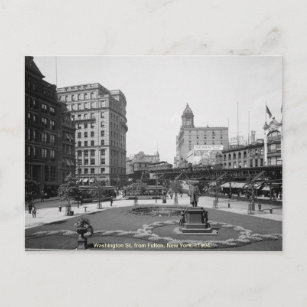 Vintage America, Washington St, New York City Postcard