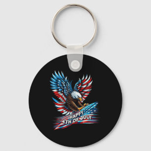 Vintage American Bald Eagle Happy 4th Of July Tee Key Ring