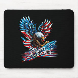 Vintage American Bald Eagle Happy 4th Of July Tee Mouse Pad