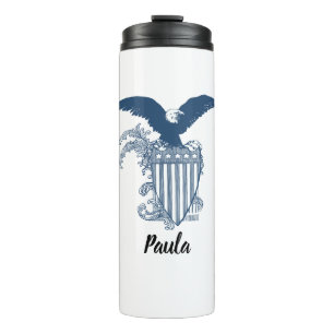 Vintage American Bald Eagle Stars Stripes Shield Thermal Tumbler