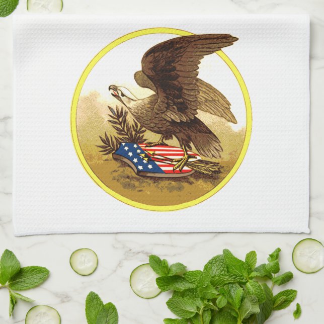 Vintage American Bald Eagle Tea Towel (Folded)