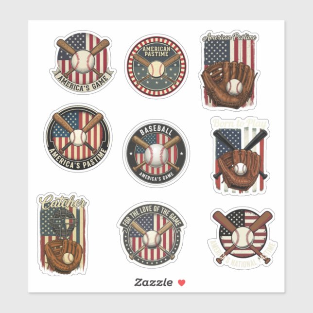 Vintage American Baseball Patriotic Pastime Sports (Sheet)