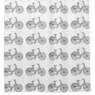 Vintage American Bicycle Diagram Shower Curtain