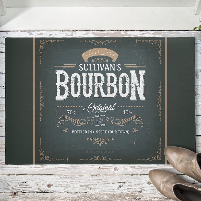 Vintage American Bourbon Personalised Whiskey Bar Doormat (Creator Uploaded)