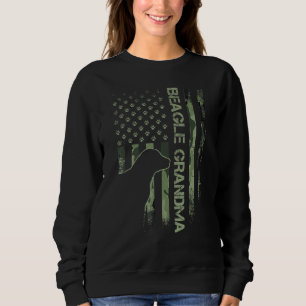 Vintage American Camo Flag Proud Beagle Grandma Si Sweatshirt