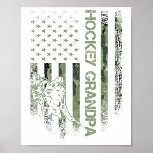 Vintage American Camo Flag Proud Hockey Grandpa Si Poster