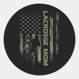 Vintage American Camo Flag Proud Lacrosse Mum Lax Classic Round Sticker