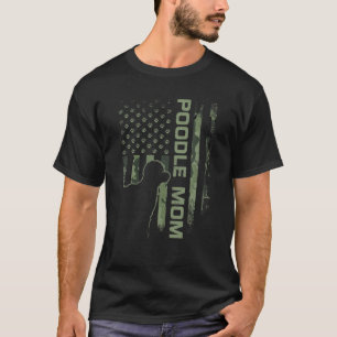 Vintage American Camo Flag Proud Poodle Dog Mum Si T-Shirt