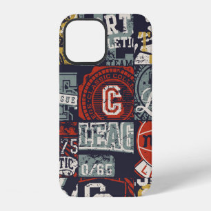 Vintage American college sporting badges patchwork iPhone 12 Case
