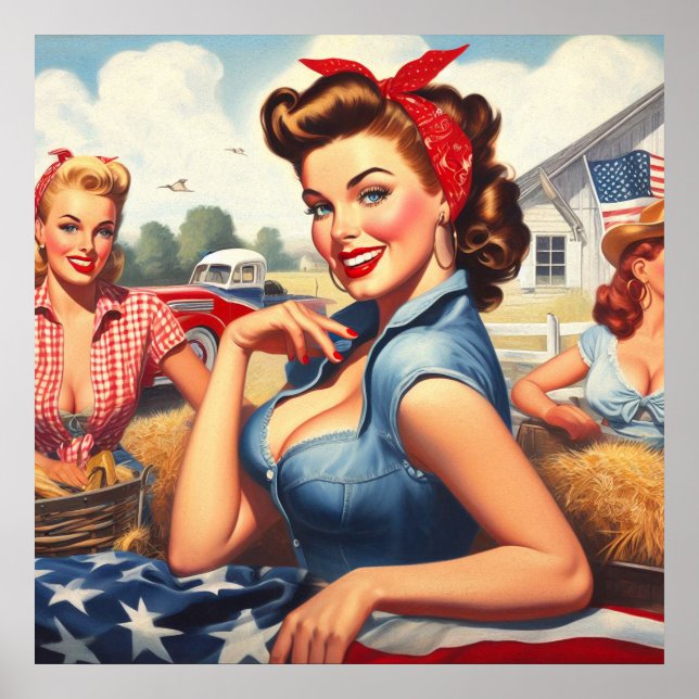 Vintage American Country Girl Poster (Front)