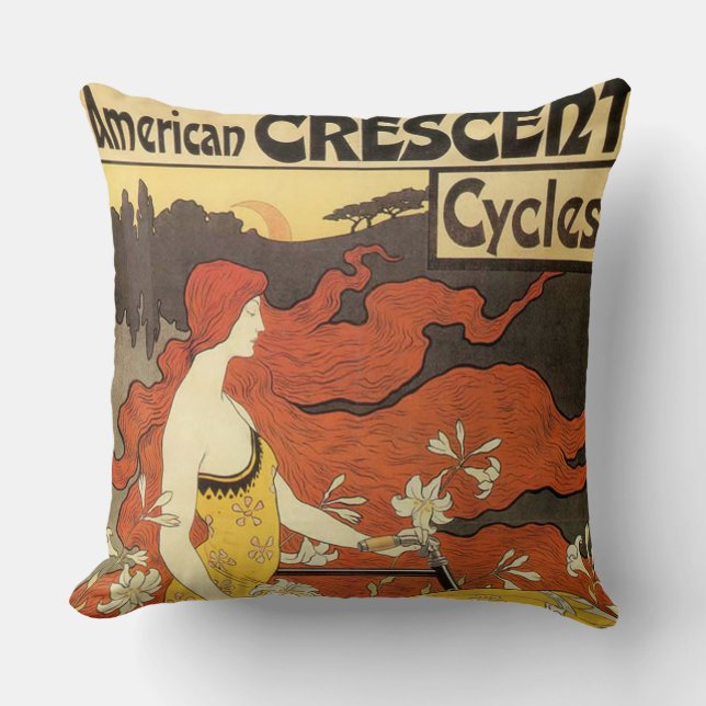 Vintage American Crescent Cycles Advertisement Cushion (Front)