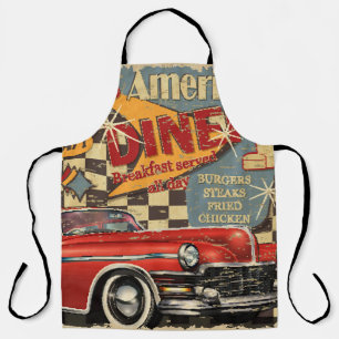 Vintage American Diner poster: retro style Apron