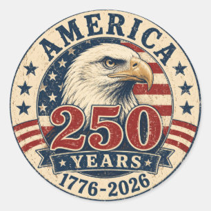 Vintage American Eagle 250th Anniversary Patriotic Classic Round Sticker