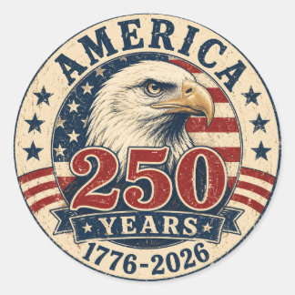 Vintage American Eagle 250th Anniversary Patriotic Classic Round Sticker