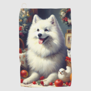 Vintage American Eskimo Painting Golf Towel