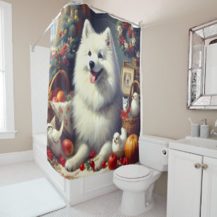 Vintage American Eskimo Painting Shower Curtain